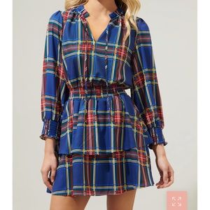 Sugarlips Plaid Ruffle Dress Small Holiday Christmas